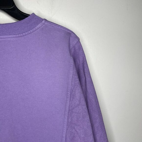 HERVE LEGER Dolman Sweatshirt Women Large Purple French Terry Cotton Crop Logo - Picture 10 of 16